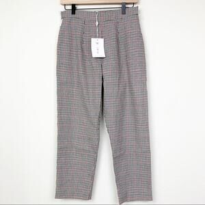 Wayf Plaid Side Striped Pants Black High Waist Size Medium Trousers Straight